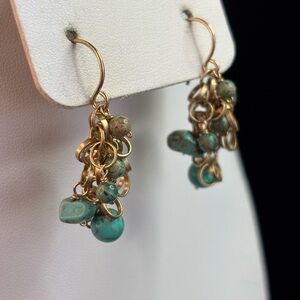Handcrafted Gold and Turquoise Cluster Earrings
